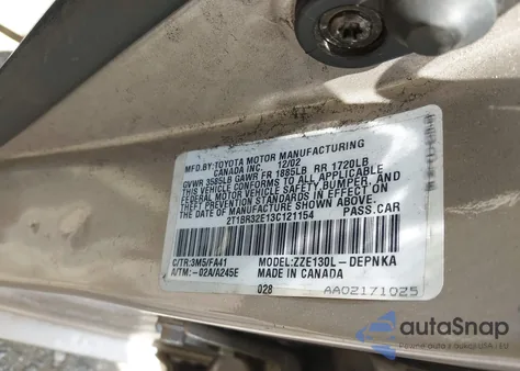 2003 Toyota Corolla Le из США, поврежденный, VIN 2T1BR32E13C121154